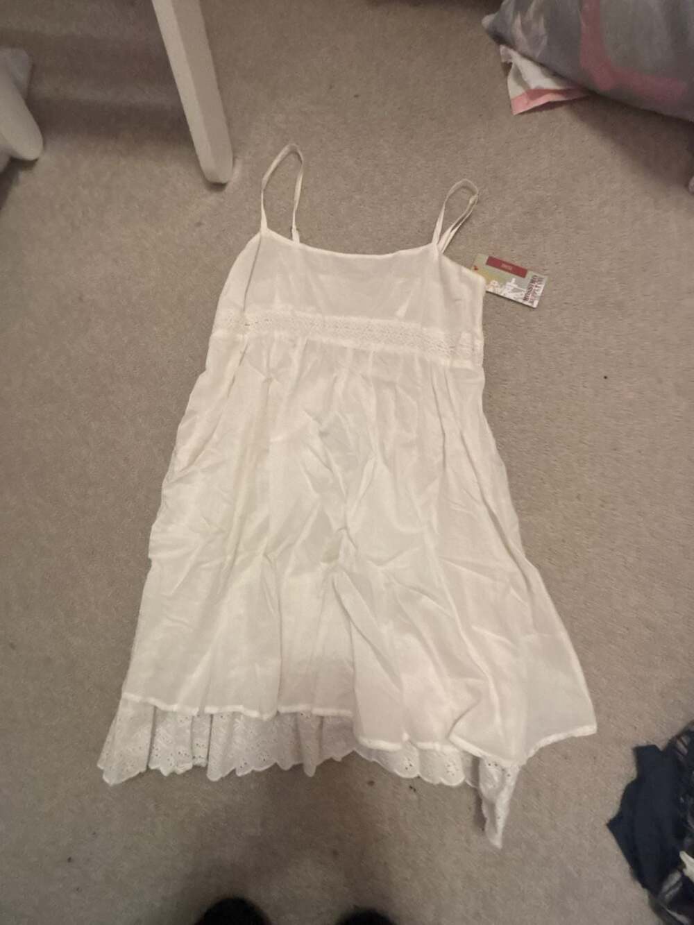 Mossimo Supply Co. Dress Size M White Lace Trim Babydoll Sundress